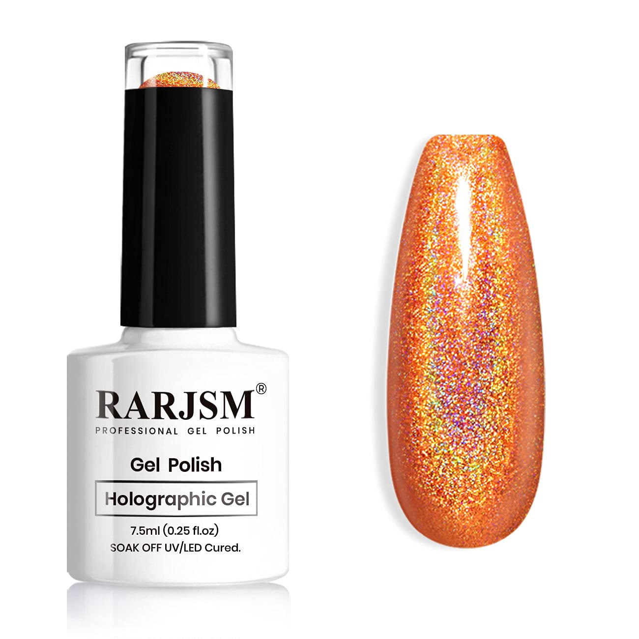 Holographic Nail Polish Classic Orange Gel Polish Soak off Nail Gel Ideal for Nail Salon DIY at Home with Beauty Gift UV LED Lamp Required