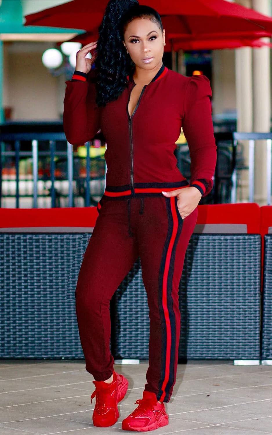 Women'S 2 Pieces Outfits Long Sleeve Zipper Jacket and Pants Set Tracksuits