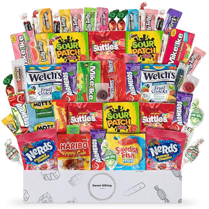 Bulk Candy Box Variety Pack - 60+ Pcs Candy Gift Basket Individually Wrapped Bouquet for Mothers Day - Pinata Stuffers, Birthday, Movie Snack for Kids