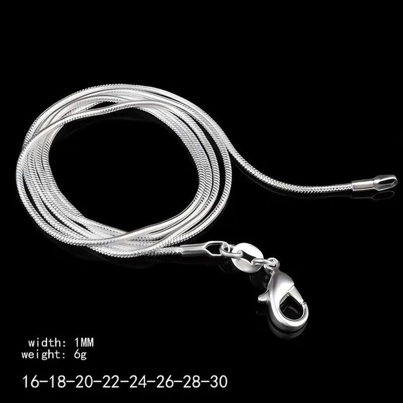 Silver 1MM Snake Bone Unisex Chains Necklace 16"-30" - WORLD TIME VISITS