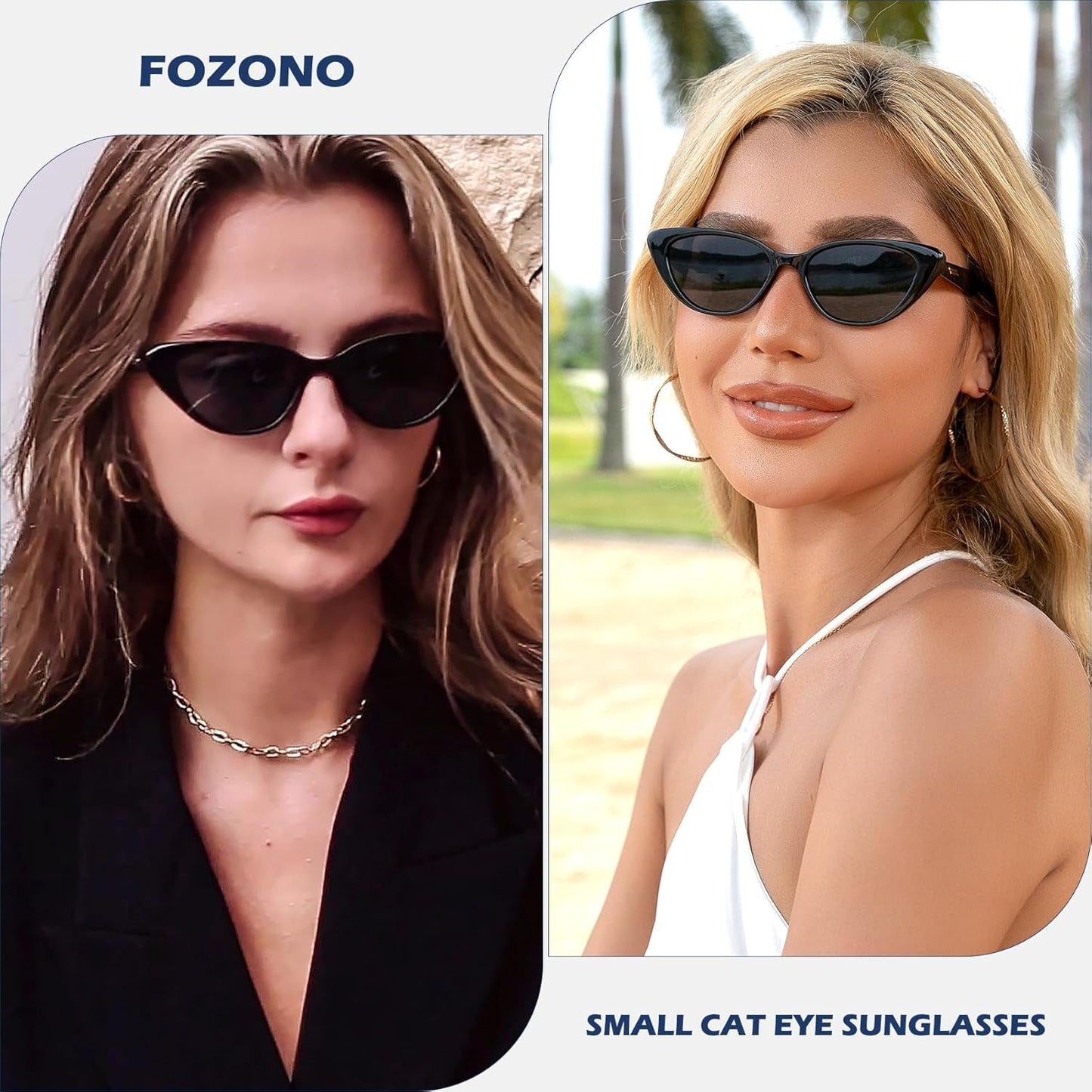 Retro Vintage Narrow Cat Eye Sunglasses for Women 90S Small Chic Style Trendy Sunnies UV400 Protection FZN7514