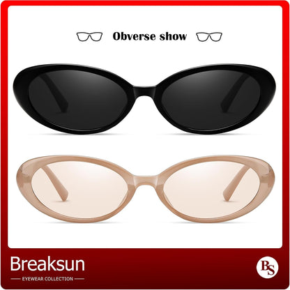 Retro Oval Sunglasses for Women Men Fashion Small Oval Sunglasses 90S Vintage Shades