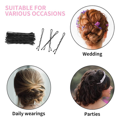 Black Bobby Pin for Buns, 150 Count Hair Pins Bulk with Storage Case, Pain-Free Hair Clips for Women and Girls (Black, 2 Inch)