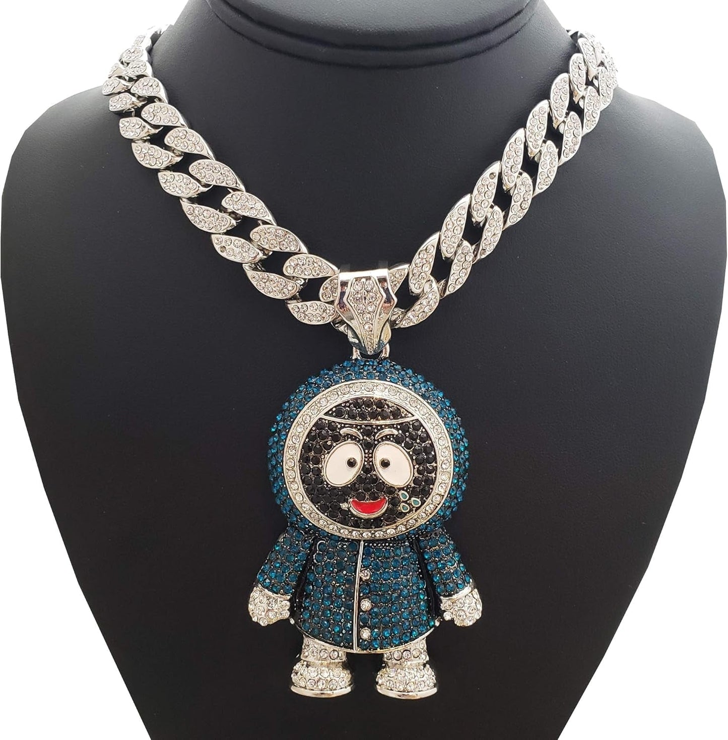 Hip Hop Iced Large BRICK SQUAD ESKIMO Pendant & 18" 1 ROW Tennis Choker Chain Necklace - WORLD TIME VISITS
