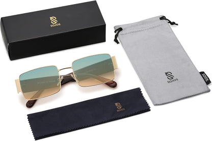 Retro Fashion Rectangle Sunglasses Womens Mens Vintage Trendy Square Shades SJ1162