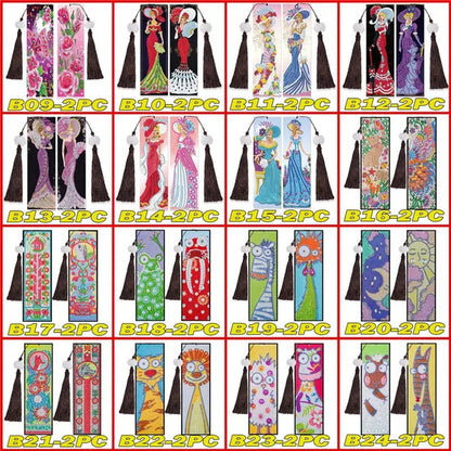 100 Styles DIY Butterfly Flower Diamond Painting Tassel Leather Bookmark 5D Fashion Cross Stitch Craft Christmas Gift @#A11 - WORLD TIME VISITS