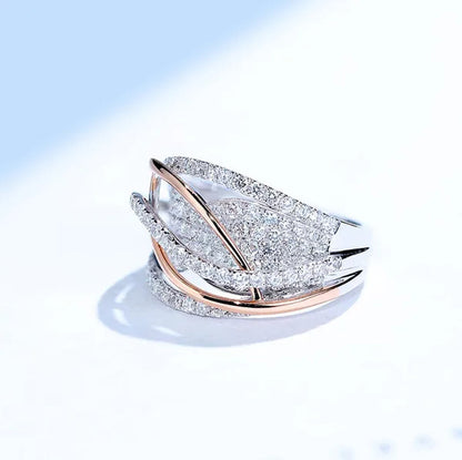 Exquisite luxury women's fashion dazzling ring jewelry  two-tone   white  Zircon ring elegant princess romantic bride engagement wedding ring noble anniversary ring Christmas gift jewelry size US5-11
