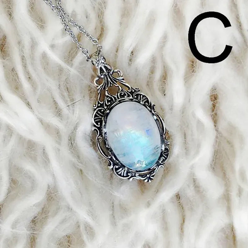 Moon Shape Moonstone Pendant Necklace For Women Female Fashion Jewelry Gifts For Girl