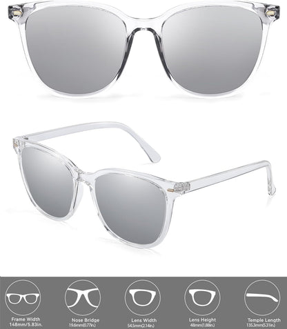 2 Packs Sunglasses for Women Polarized UV400 Protection Lens Big Frame Fashion Glasses Trendy Stylish Shade