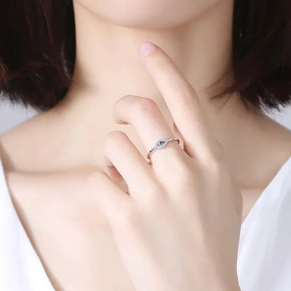 925 Sterling Silver Sapphire Evil Eye Rings Blue Eye Crystal Engagement Rings for Women Wedding Rings Sterling Silver Jewelry Size 6-8