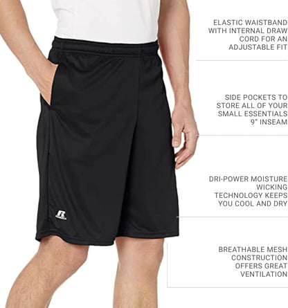 s Men'S Dri Power Essential Performance Shorts with Pocket - Workout and Gym Active Wear