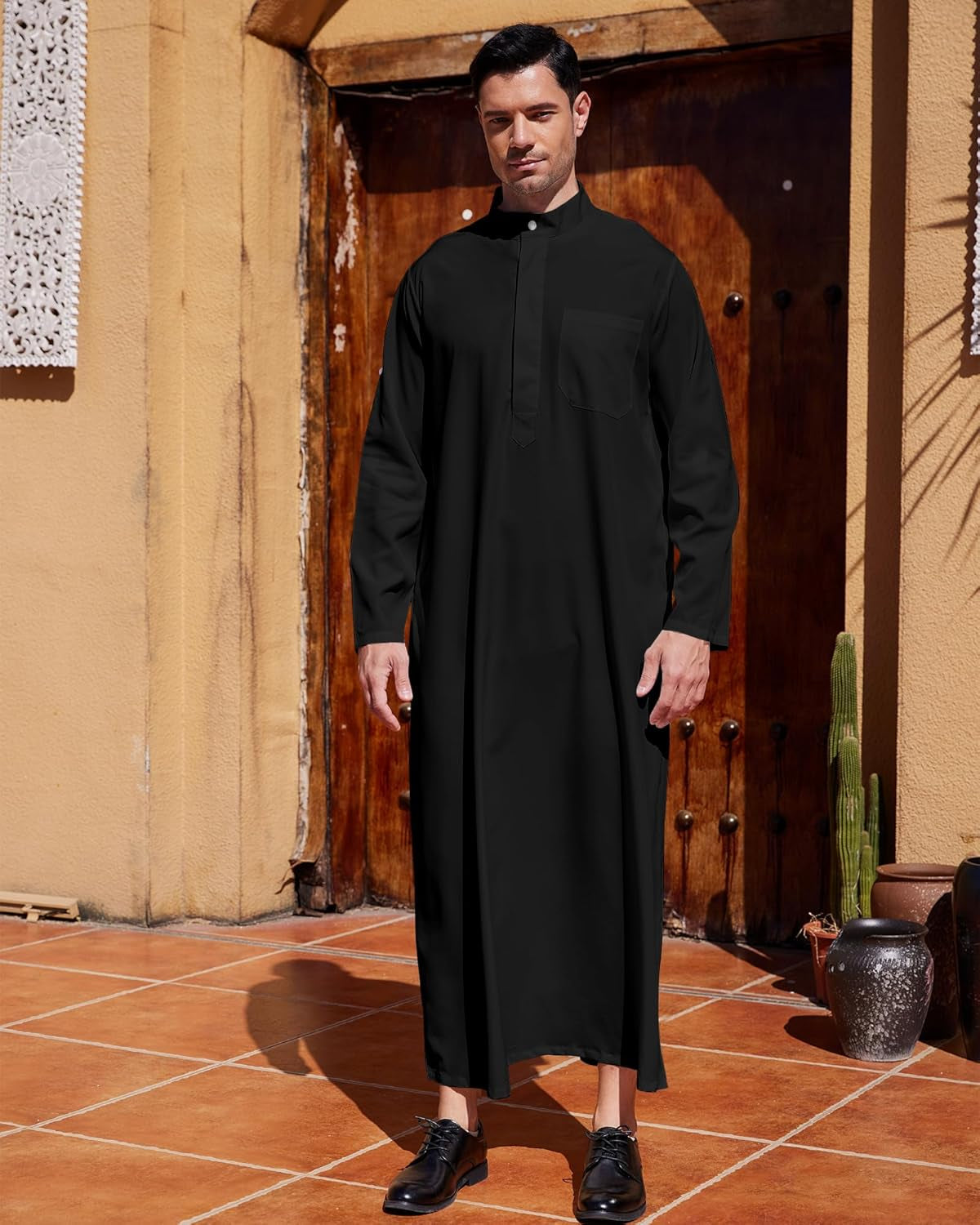 Men Islamic Caftan Thobe Big and Tall Kaftan with Pocket Mens Arab Thobe Men Kaftan Thobe