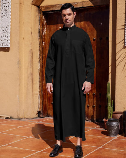 Men Islamic Caftan Thobe Big and Tall Kaftan with Pocket Mens Arab Thobe Men Kaftan Thobe