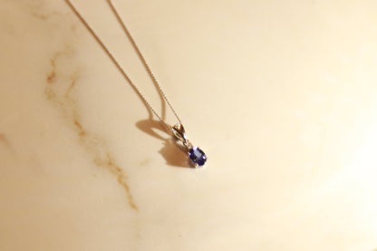 10KT WG Tanzanite and Diamond Accent Pendant Necklace