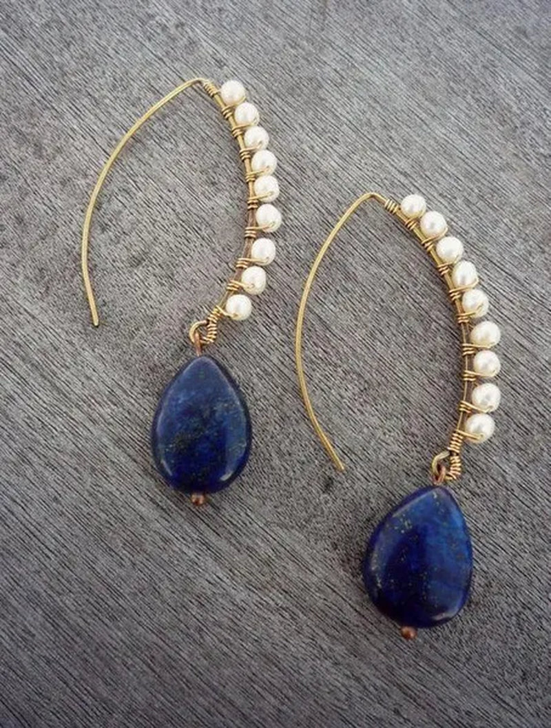 Wire Wrapped with Lapis Lazuli Gemstone and Spinel Gemstone Small Beads