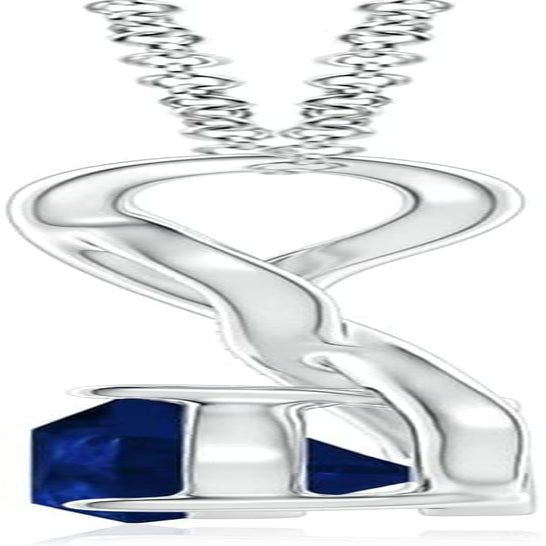 Natural 0.75 Carat Blue Sapphire Infinity Pendant Necklace for Women with Diamonds in 14K White Gold with 18 Inch Chain - September Birthstone Jewelry Gift - WORLD TIME VISITS