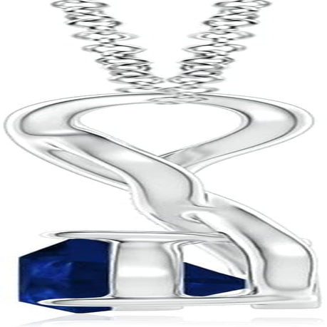 Natural 0.75 Carat Blue Sapphire Infinity Pendant Necklace for Women, Girls with Diamonds in 14K White Gold with 18 Inch Chain - September Birthstone Jewelry Gift