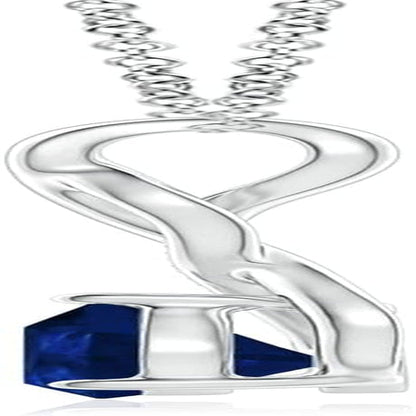 Natural 0.75 Carat Blue Sapphire Infinity Pendant Necklace for Women, Girls with Diamonds in 14K White Gold with 18 Inch Chain - September Birthstone Jewelry Gift