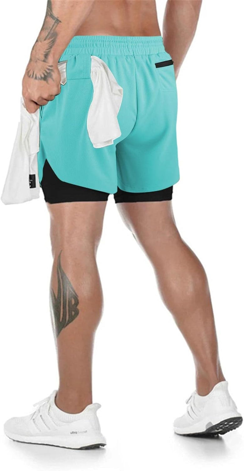 Mens Running Shorts，Workout Running Shorts for Men，2-In-1 Stealth Shorts，7-Inch Gym Yoga Outdoor Sports Shorts - WORLD TIME VISITS