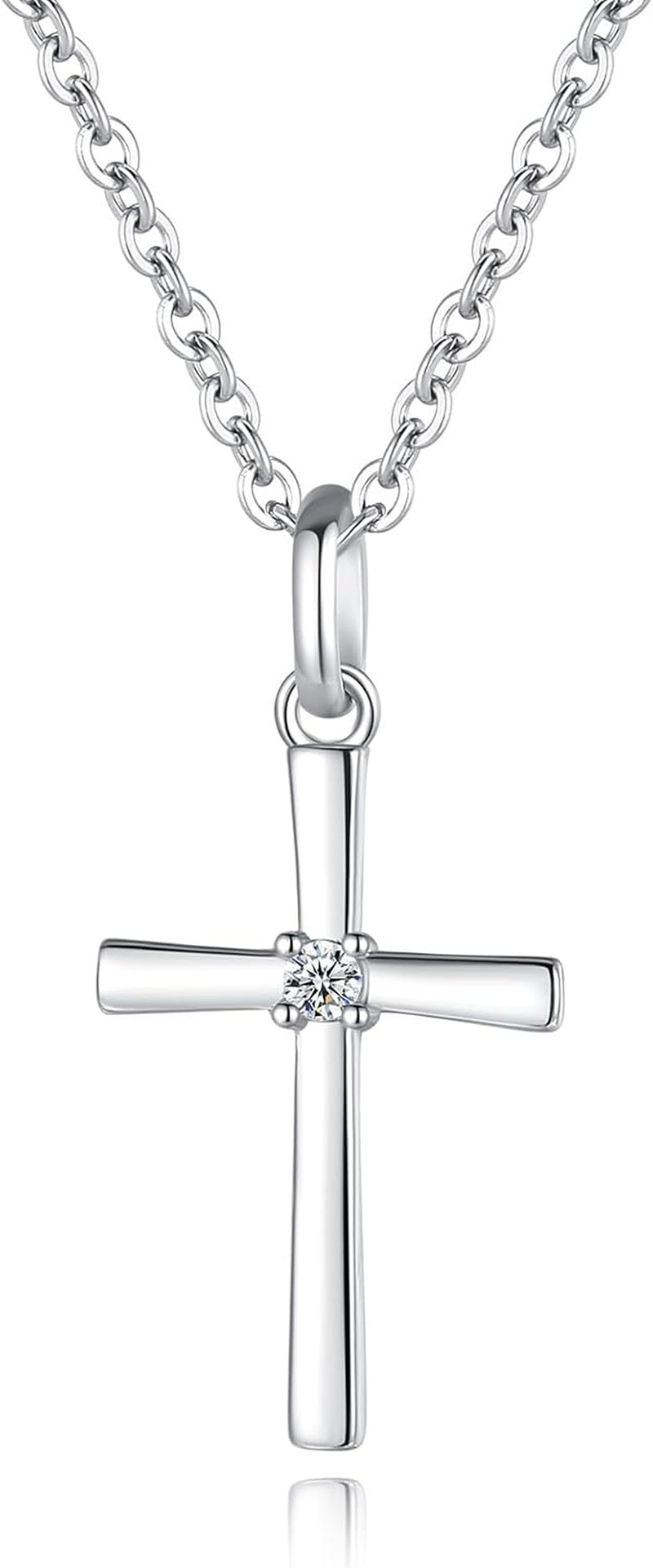 Women’S 925 Sterling Silver Cross Necklace, Small Cross Pendant Confirmation Necklace - WORLD TIME VISITS