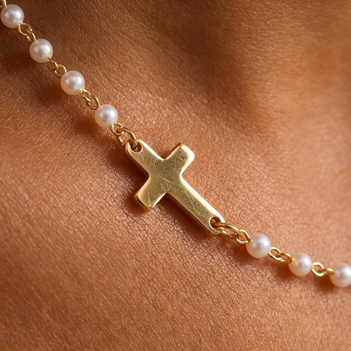 Pearl Cross Necklace for Women – 14K Gold Plated Faith Religious Jewelry - WORLD TIME VISITS