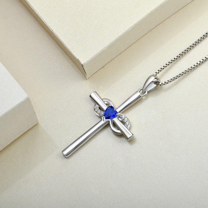 Infinity Cross Necklace Sterling Silver Crucifix Pendant Gemstones Criss Jewelry for Women