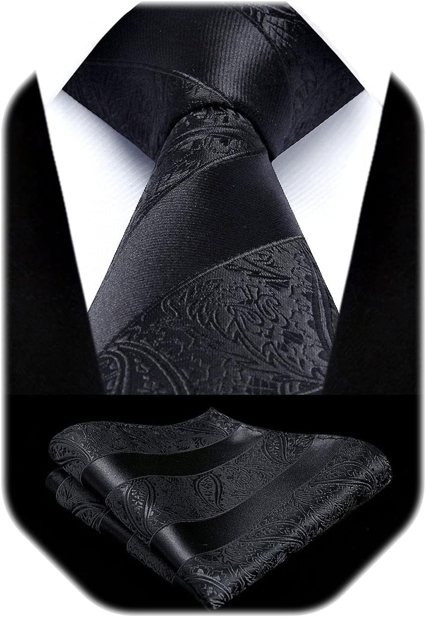 Paisley Ties for Men Solid Tie Handkerchief Floral Men'S Necktie & Pocket Square Set Wedding Classic Mens Ties