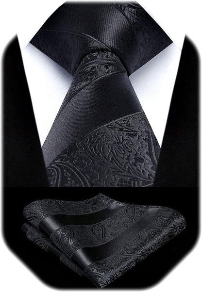 Paisley Ties for Men Solid Tie Handkerchief Floral Men'S Necktie & Pocket Square Set Wedding Classic Mens Ties