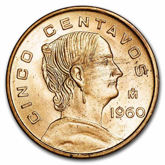 1954-1969 Mexico 5 Centavos Josefa Ortiz De Dominguez BU Masters Coins - WORLD TIME VISITS