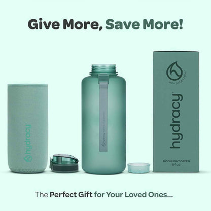 Water Bottle with Time Marker -Large BPA Free Water Bottle & No Sweat Sleeve -Leak Proof Gym Bottle with Fruit Infuser Strainer & Times to Drink -Ideal for Fitness Sports & Outdoors