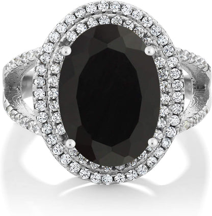 925 Sterling Silver 14X10MM Oval Gemstone Birthstone Ring for Women | Wedding Engagement Anniversary Promise Ring for Women | Available in Size 5, 6, 7, 8, 9