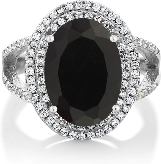 925 Sterling Silver 14X10MM Oval Gemstone Birthstone Ring for Women | Wedding Engagement Anniversary Promise Ring for Women | Available in Size 5, 6, 7, 8, 9