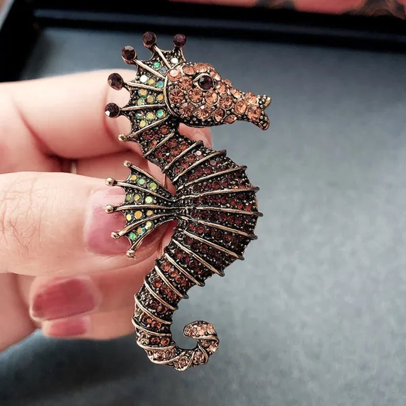 Colors Rhinestone Seahorse Brooch Creative Cute Animal Woman Child Party Clothing Brooches Accessories - WORLD TIME VISITS