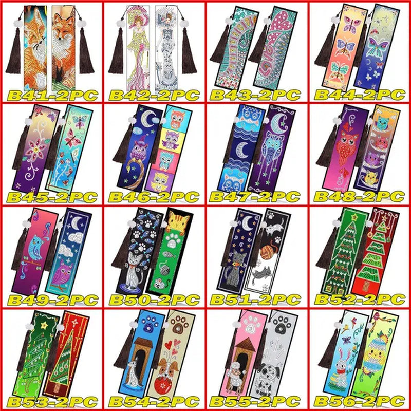 100 Styles DIY Butterfly Flower Diamond Painting Tassel Leather Bookmark 5D Fashion Cross Stitch Craft Christmas Gift @#A11 - WORLD TIME VISITS