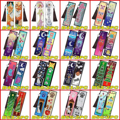 100 Styles DIY Butterfly Flower Diamond Painting Tassel Leather Bookmark 5D Fashion Cross Stitch Craft Christmas Gift @#A11 - WORLD TIME VISITS