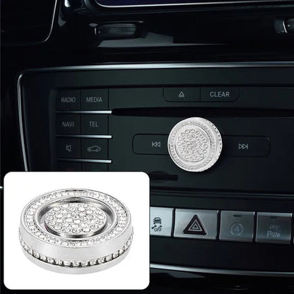 Car Bling Rhinestone Multimedia Volume Audio Knob Trim Interior Accessories Set for Mercedes Benz a B C E S GLA GLK CLA CLS Silver Tone - WORLD TIME VISITS