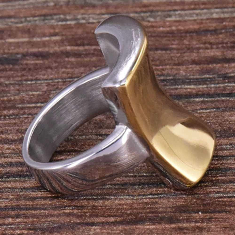 18K Gold Plated Stainless Steel Curved Shape Chunky Style Cocktail Party Wedding Statement Ring