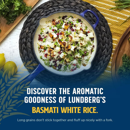 Basmati Rice, Organic Long Grain White Rice - Non-Sticky, Fluffy, Nutty, Aromatic Rice, Vegan Food, Healthy Meals, Gluten-Free Rice Grown in California, 64 Oz