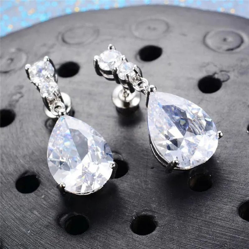 Exquisite Waterdrop Amethyst Drop Earrings for Women Engagement Wedding Jewelry Lover Birthday Gift