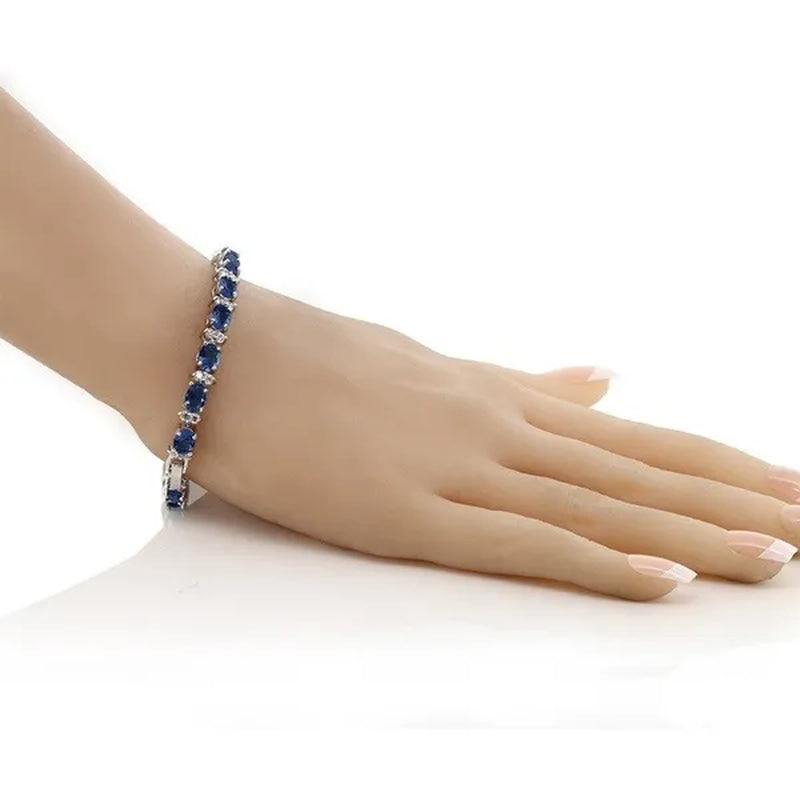 Gem Stone King 925 Sterling Silver Gorgeous Oval and round Sparkling Cubic Zirconia CZ Tennis Bracelet Jewelry Gift