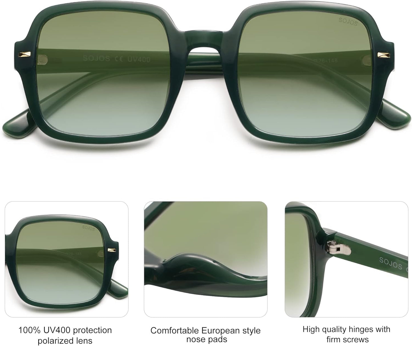 Retro Square Polarized Sunglasses for Women Men Classic Trendy Sunnies SJ2226