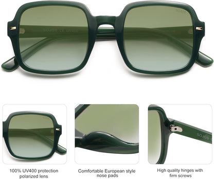Retro Square Polarized Sunglasses for Women Men Classic Trendy Sunnies SJ2226