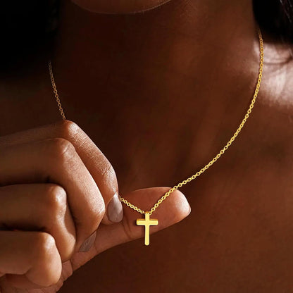 Cross Necklace for Women Trendy - Dainty 14K Gold Plated Cross Choker Pendant Necklaces Simple Tiny Cute Necklace Christian Baptism Religious Faith Jewelry Gift for Women