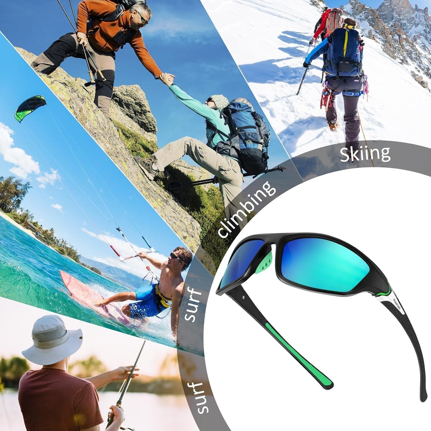 4 Pairs Men Polarized Sunglasses with UV Protection Driving Glasses Sports for Sport Outdoor Activities