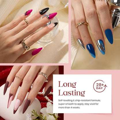 Beetles 23Pcs Gel Nail Polish Set with 3Pcs Base Matte Glossy Top Coat, Nude Gray Pink Blue Burgundy Glitter Gel Polish Kit Modern Muse Kit, Soak off Uv Gel for Women