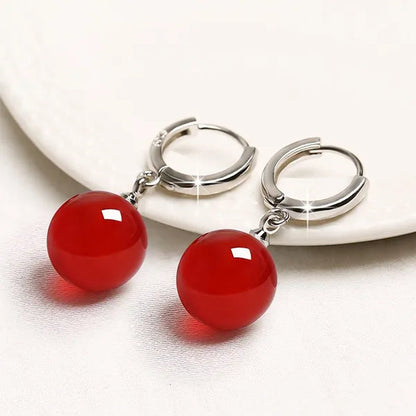 Exquisite and Fashion Yellow Agate Jade Drop Earrings for Women Luxury Stone Pearl Hoop Earrings Bridal Wedding Party Anniversary Gift Fashion Jewelry
