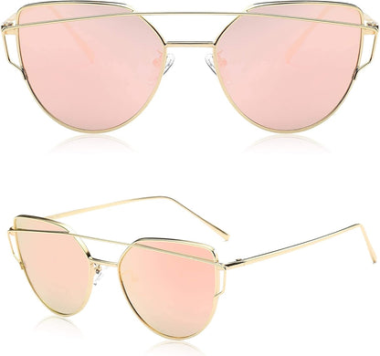 Cat Eye Sunglasses for Women Fashion Designer Style Mirrored Lenses