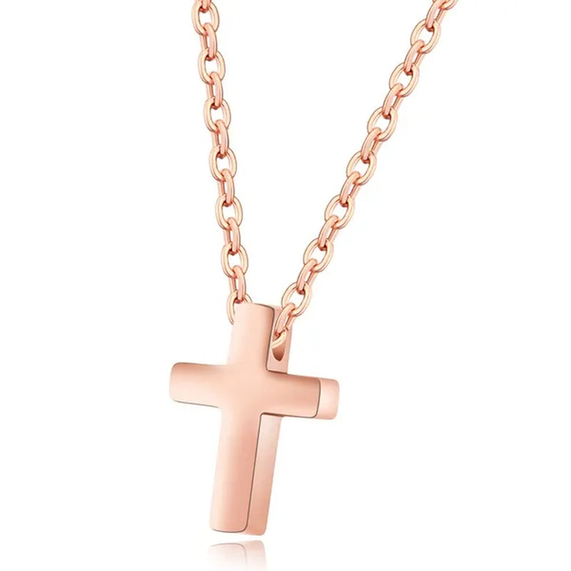 Simple Style Small Tiny Cute Cross Pendant Silver / Black / Rose Gold Exquisite Choker Necklace 316L Stainless Titanium Steel Women Fashion Jewelry From Milkle Gift