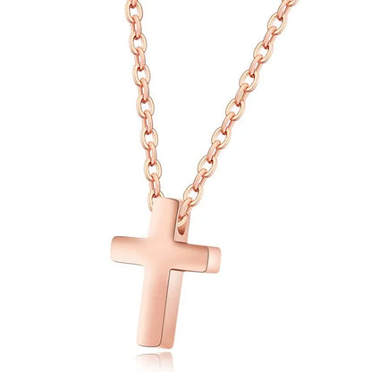 Simple Style Small Tiny Cute Cross Pendant Silver / Black / Rose Gold Exquisite Choker Necklace 316L Stainless Titanium Steel Women Fashion Jewelry From Milkle Gift
