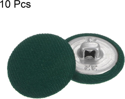 10Pcs 32L Fabric Cloth Covered Button 20Mm Metal Shank round Sewing Buttons for Suits Dress Blouses, Army Green